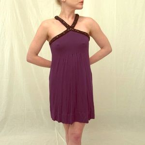 Express Eggplant Purple Dress w/ Black Rhinestones